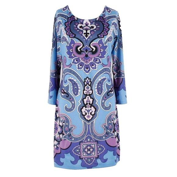 INC International Concepts Dresses & Skirts - INC Sz S Light Blue Multi Boho Print Polyester Spandex Dress